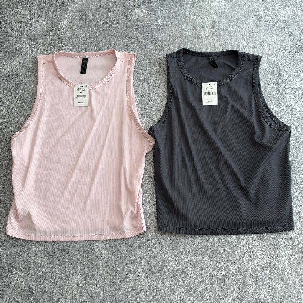 Cotton On Tank Top Women XL Pink Grey Active Rib Tank Top 2 Pack